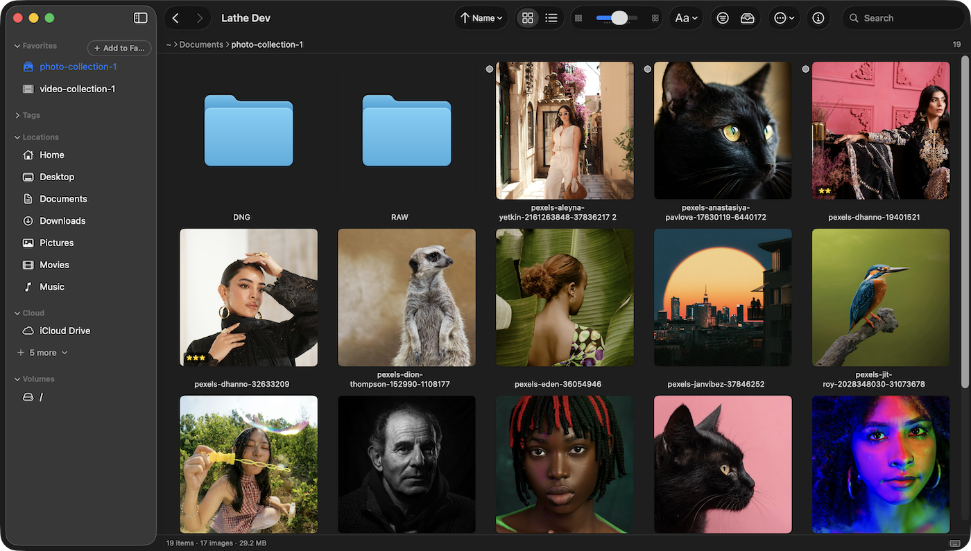Lathe, main browser interface