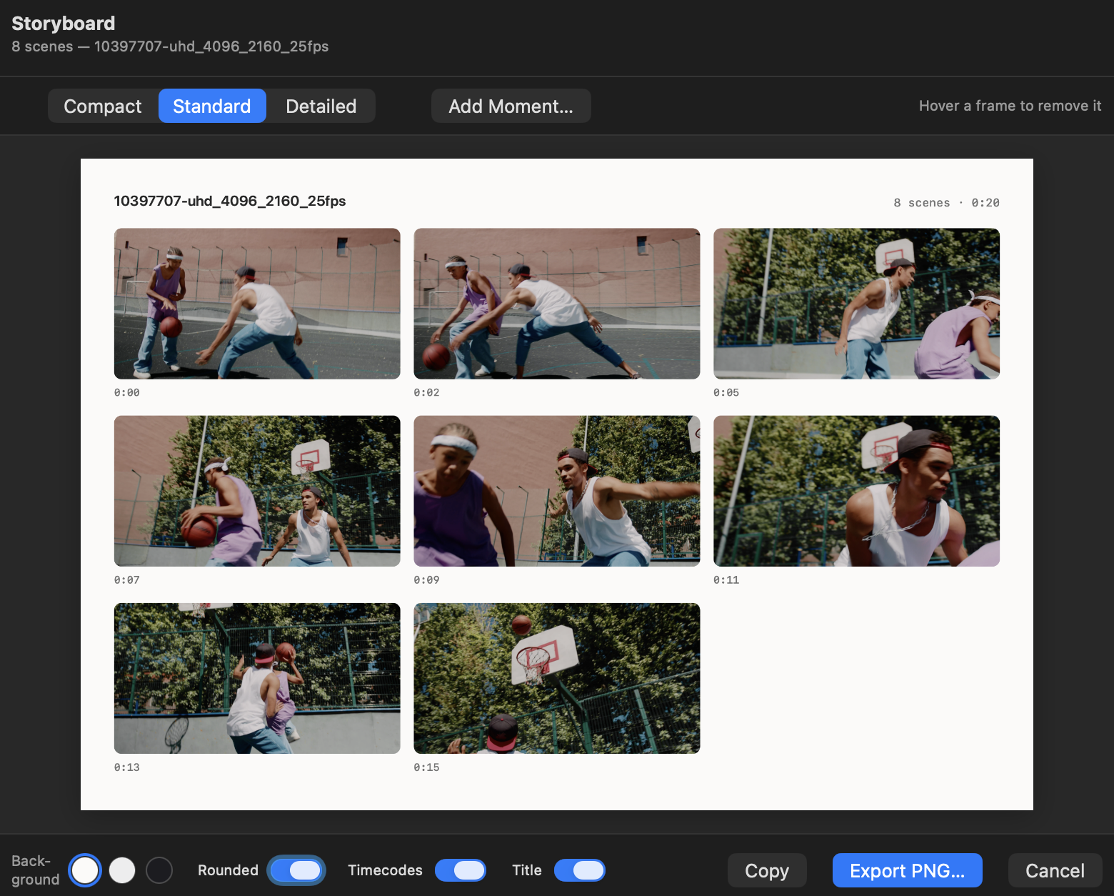 Video storyboard